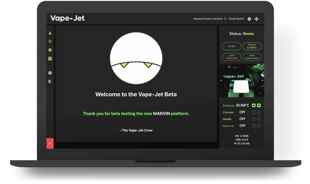 Vape-Jet 3.0 MARVIN Software Interface