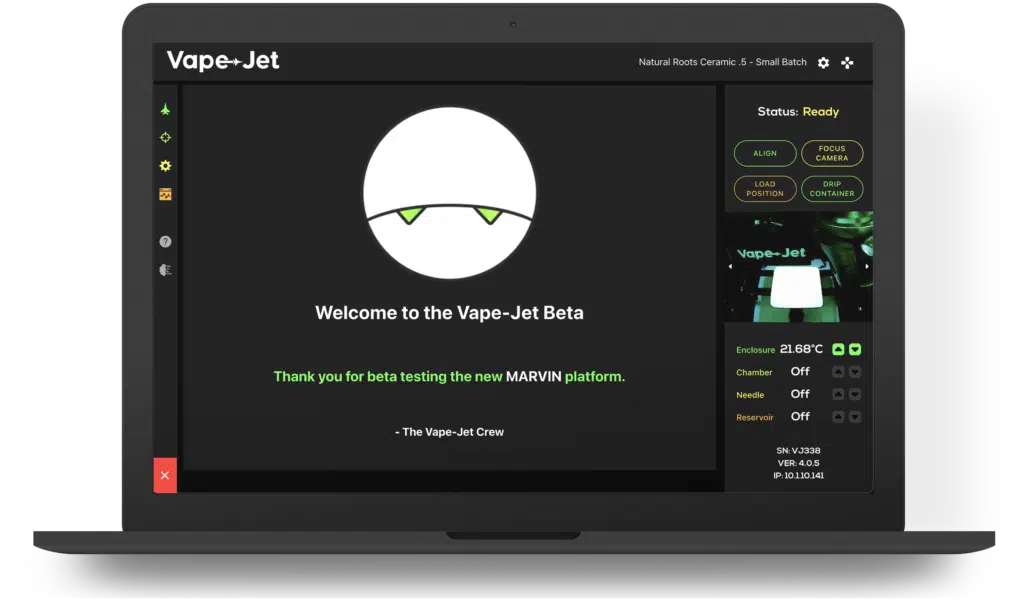 Vape-Jet 3.0 MARVIN Software Interface