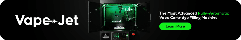 Click to learn more about the Vape-Jet fully-automatic cartridge filling machine.