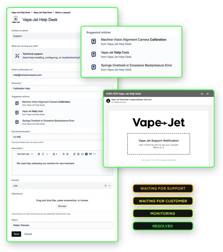 Vape-Jet Help Desk Issue Example