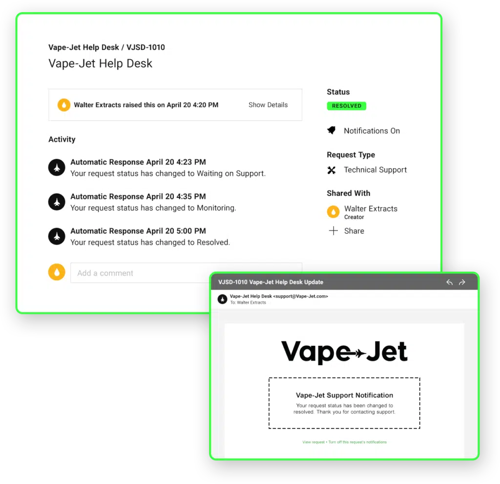 Vape-Jet HelpDesk Support Example