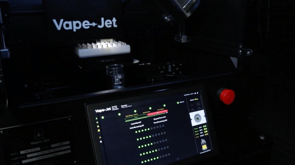 A Vape-Jet fully automatic filling machine interface.